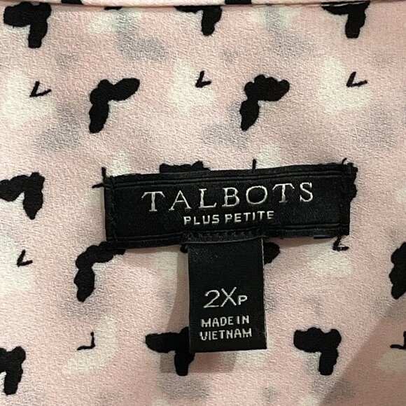 Talbots Blouse Womens 2XP Pink Floral Button Down Ruffle Trim Cottagecore Office - Picture 3 of 6